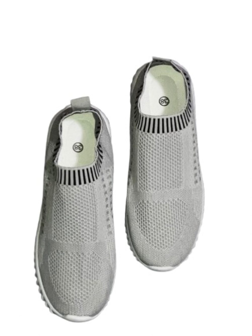 New Without Tags Light Gray Slip-On Knit Sneakers for Women size 38; US SIZE 7